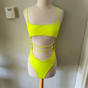 Neon Yellow Cutout Swimsuit